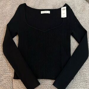 NWT A&F Ribbed Soft A&F Collection Sweater, Medium, Black